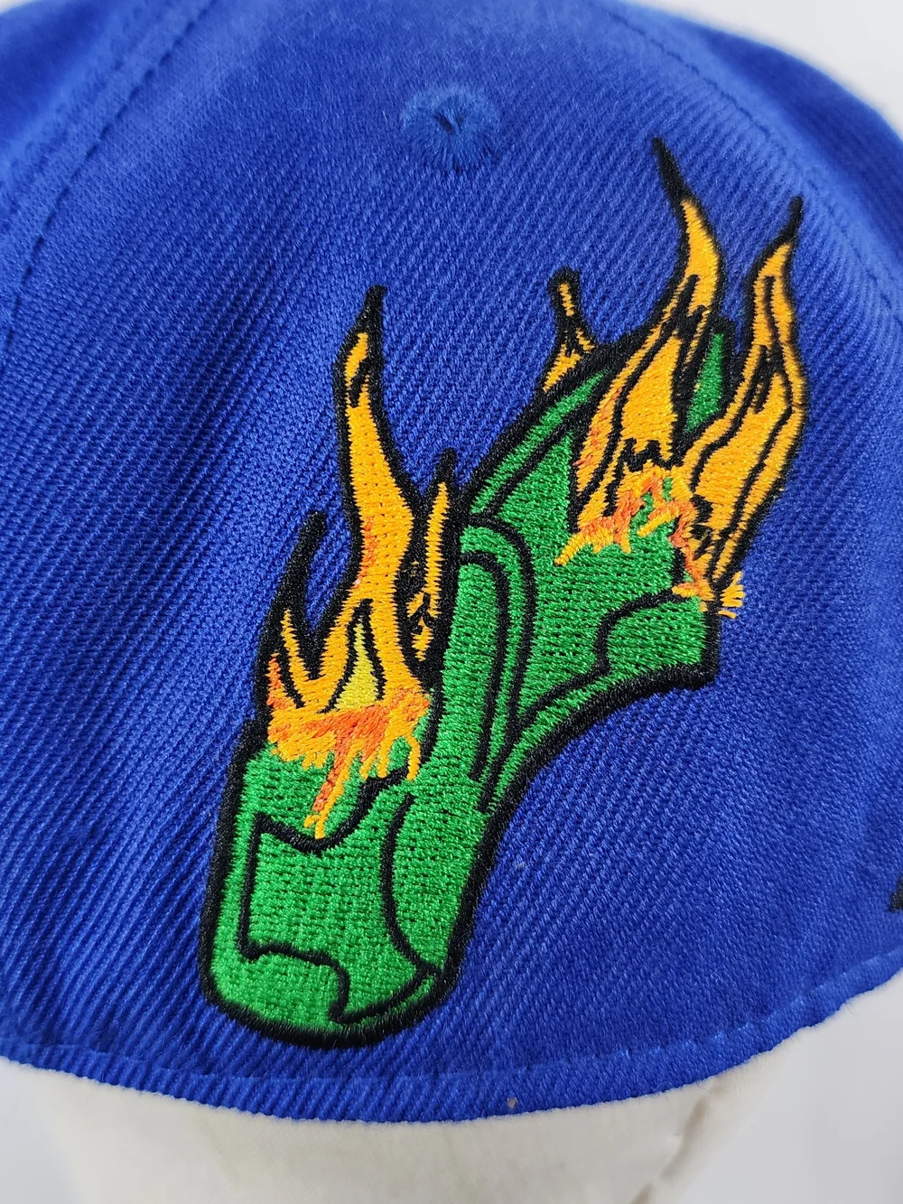 Dirty Funds Blue Fitted Baseball Cap Hat Embroidered Skull Unisex Size 7 1/2